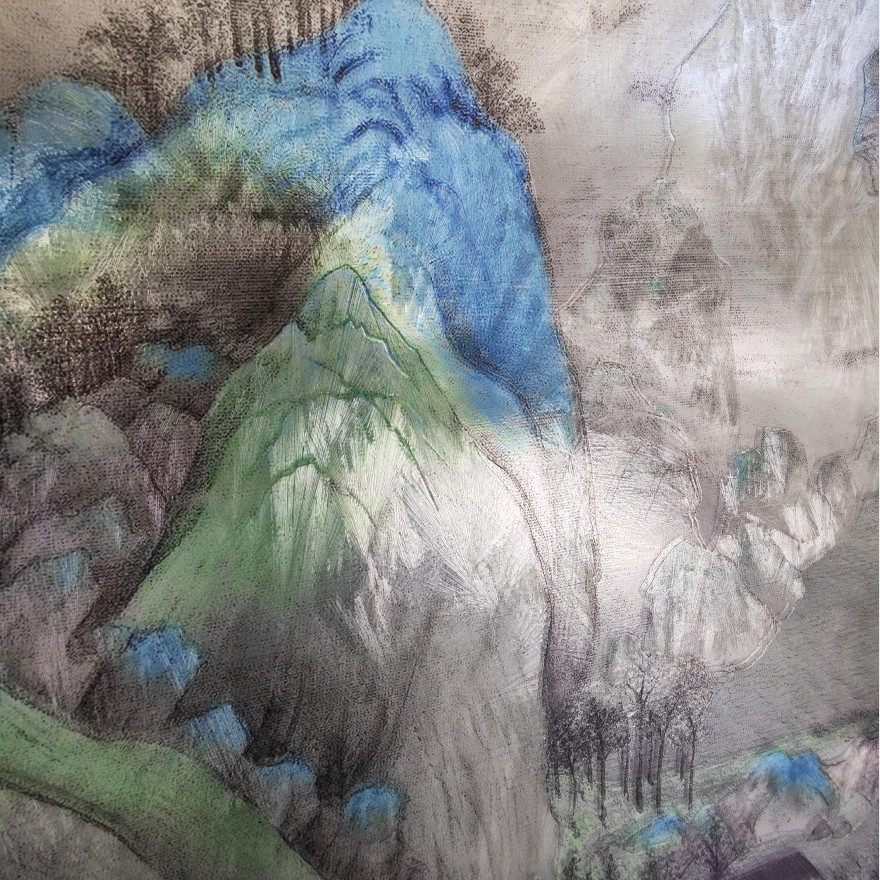 Wall Decroration Tempered Acid Etched Glass UV Printing Mirror Art