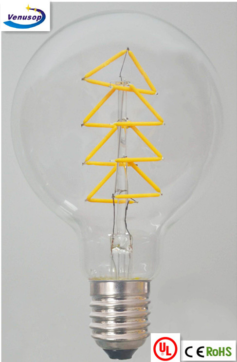 vintage old style LED filament bulb G125 led big golf light with E27 4W 6W 8W 10W 230v 2200K 2700k CE CLEAR AMBER GLASS