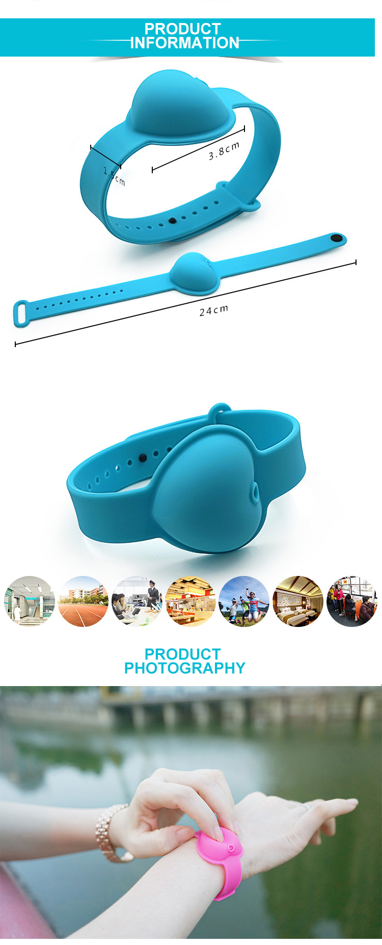 Reusable 10ml Silicone Hand Sanitizer Bracelet