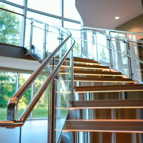 Corrosion-Resistant Stainless Steel Handrails with 304 Steel for Glass