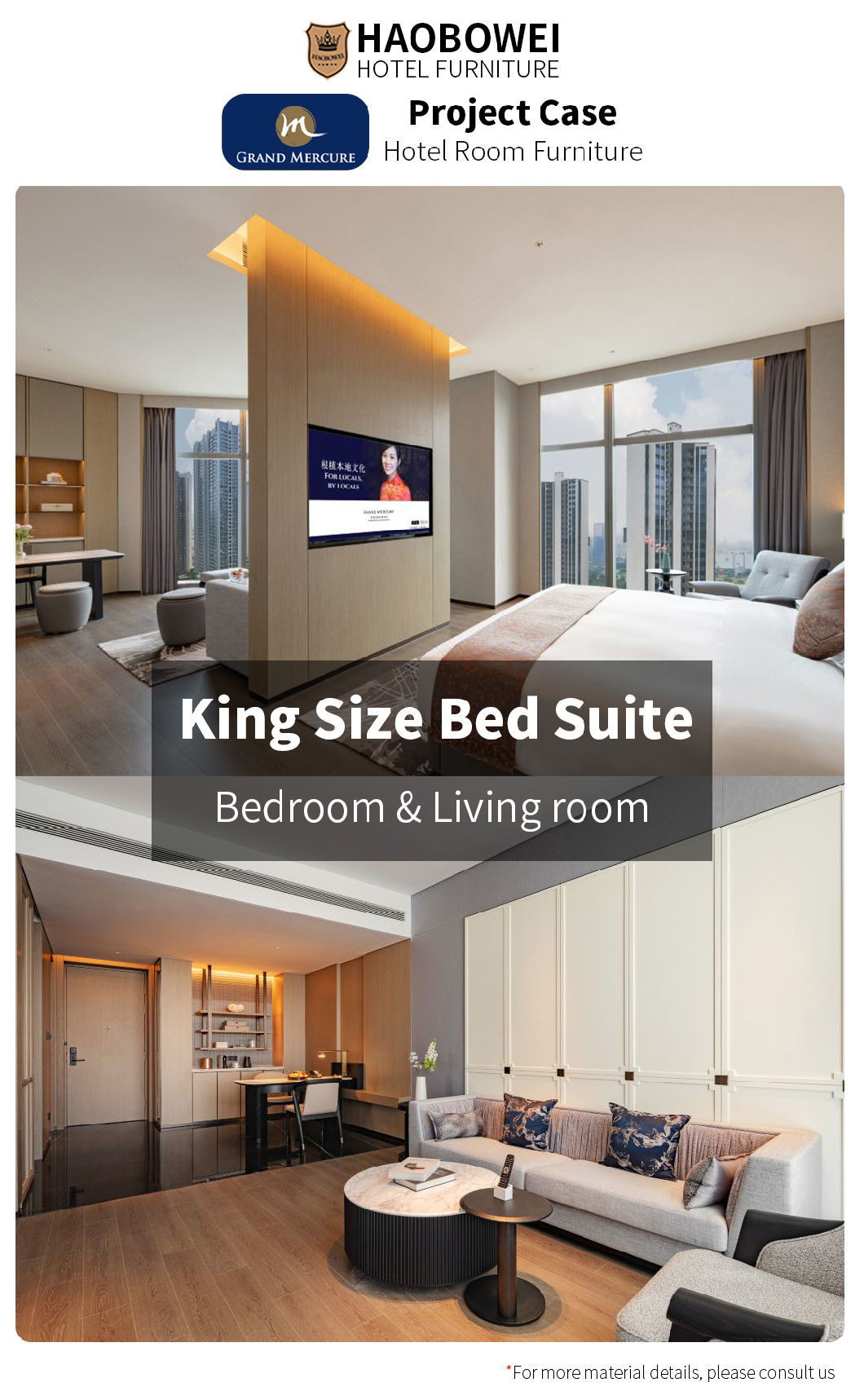 Hotel Foshan Modern Luxury King Size Bedroom Headboard Bed Custom Furniture Set