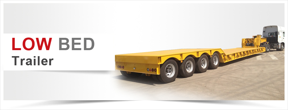 Truck Trailer with 60T Max Payload Low Bed Trailers Lowboy Low Flatbed Loader Drop Deck