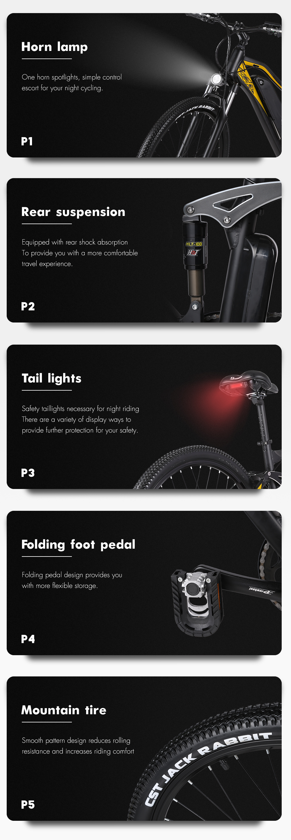 Full Suspension Rear Hub Motor Electric Bicycle 48V 17Ah 500W 27.5 Inch Wheel Size