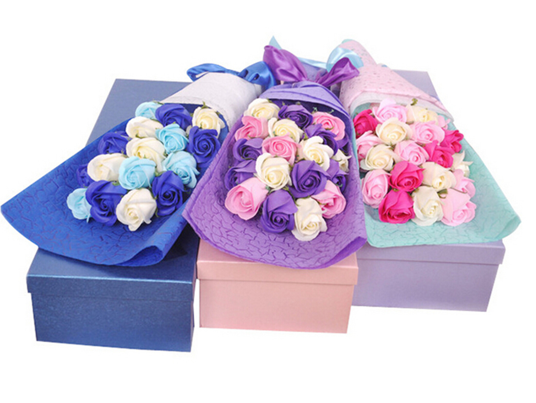 Elegant Rectangle Flower Gift Box Printed With Ribbon Decoration Recyclable