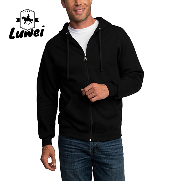 High Quality Moletons Pastel 50% Cotton Cut And Sew Zip Up Drawstring Men's Hoodies Sweatshirts
