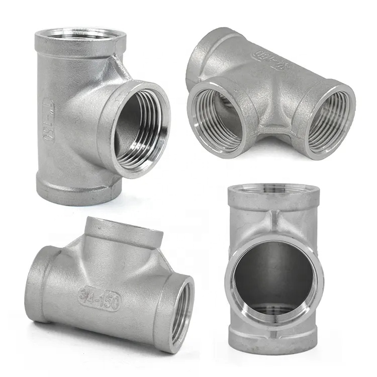 Stainless Steel 201 304 316 TEE Internal BSPT BSP Thread Equal Diameter Pipe Fittings