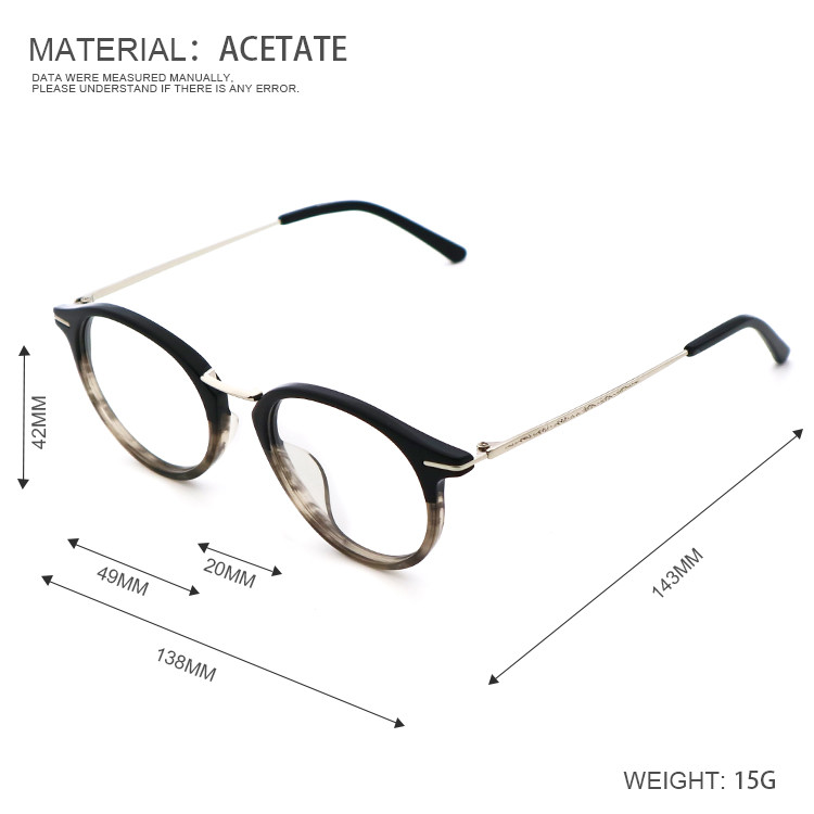 Acetate Glasses Frame Vintage Handmade Polygon Eyeglasses MR 6038