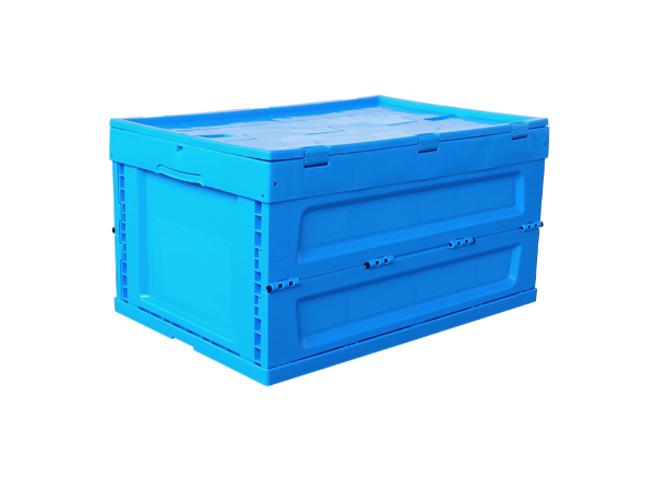 600x400x320mm PP Collapsible and Folding Crate Box with Attached Lid Container Perfect