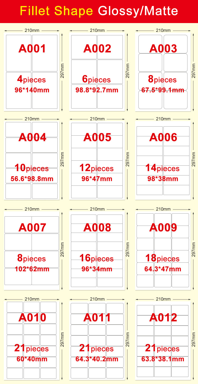 A4 80gsm Self Adhesive Label Sticker Paper For Printers Customized