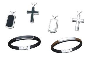 Quality Fashion Stainless Steel Jewelry Set Men's Cross Necklace Pendant Link Bracelet Set wholesale