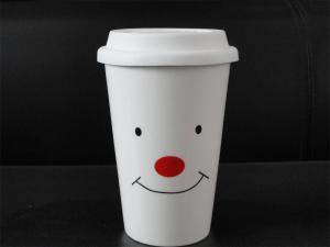Quality ceramic travel coffee mug with silicone lid wholesale