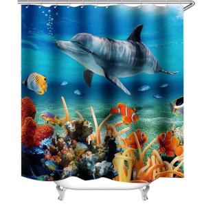 Quality Under Sea World Dolphins Animals Polyester Fabric Shower Curtain wholesale