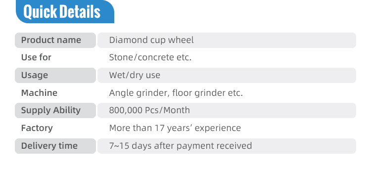 Long-Lasting Single Raw Type Diamond Tools Grinding Cup Wheel with Stable Performance
