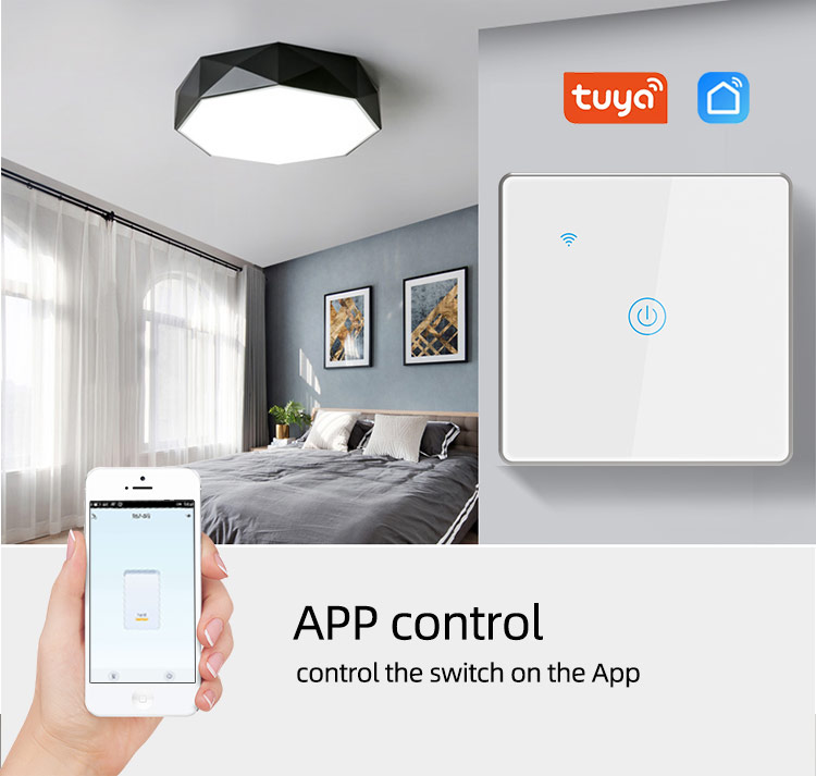EU Standard Tuya Smart Switch 2 Gang LED Sensor Light Voice Control Wifi Smart Timer Switch