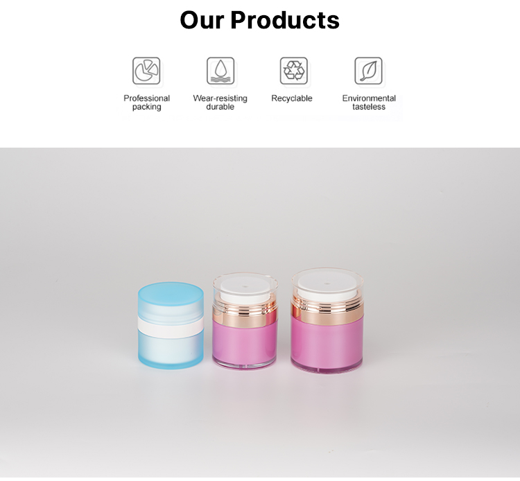 Custom 15ml 30ml 50ml Luxury Acrylic PP Plastic Airless Pump Powder Cream Skincare Empty White Jar For Cosmetic 1oz 2oz