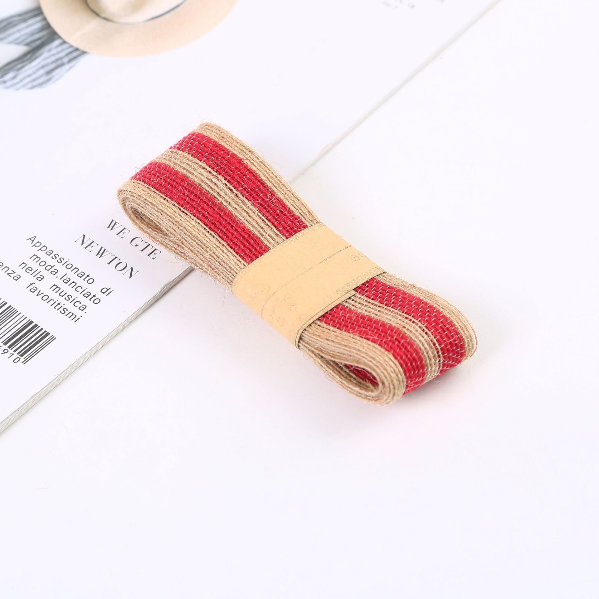Striped Colorful 100% Jute Burlap Ribbon Rolls For Decoration