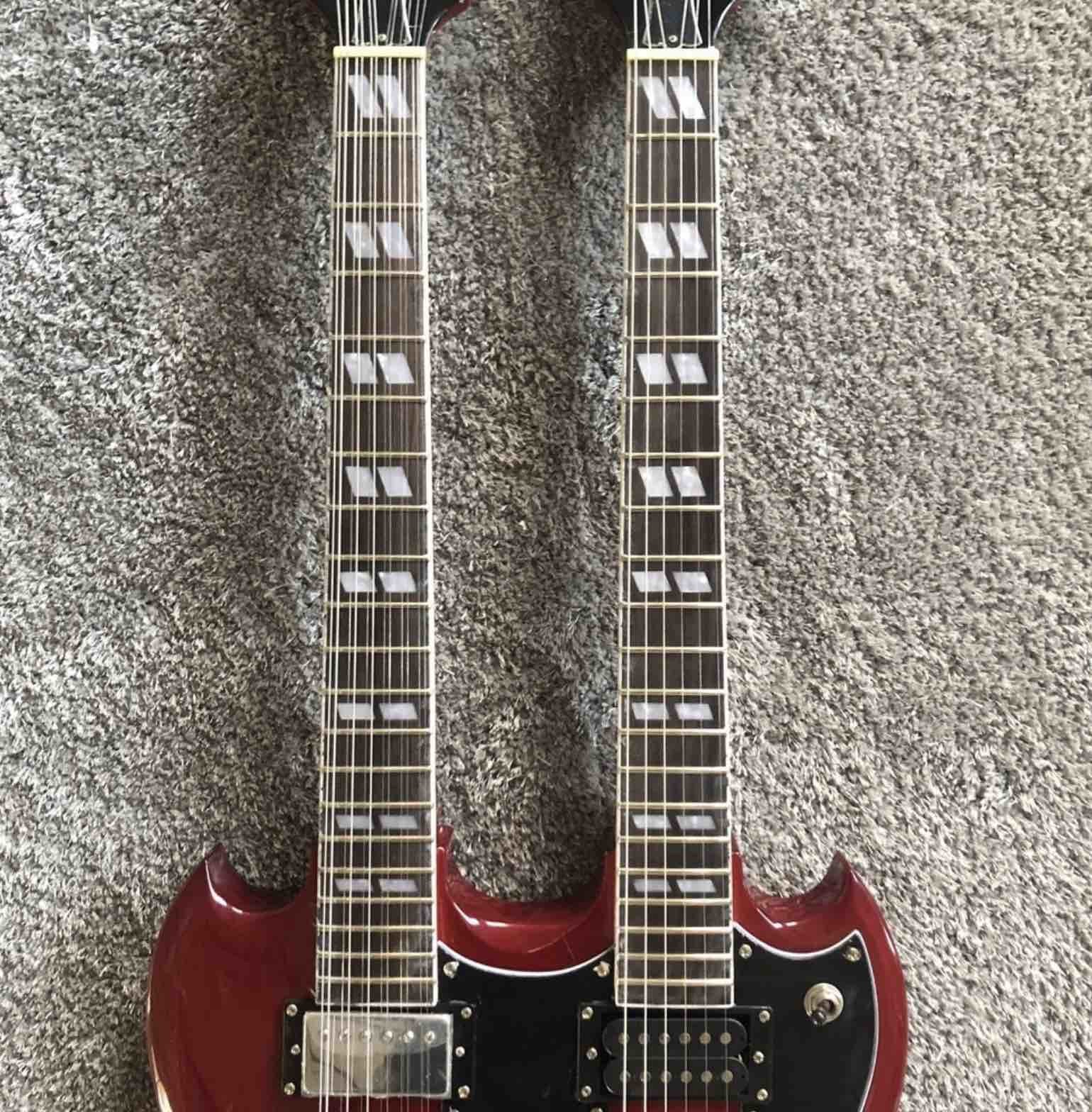 Custom high quality 12 string+6 string double head electric guitar Wine red SG guitar 100% original pictures