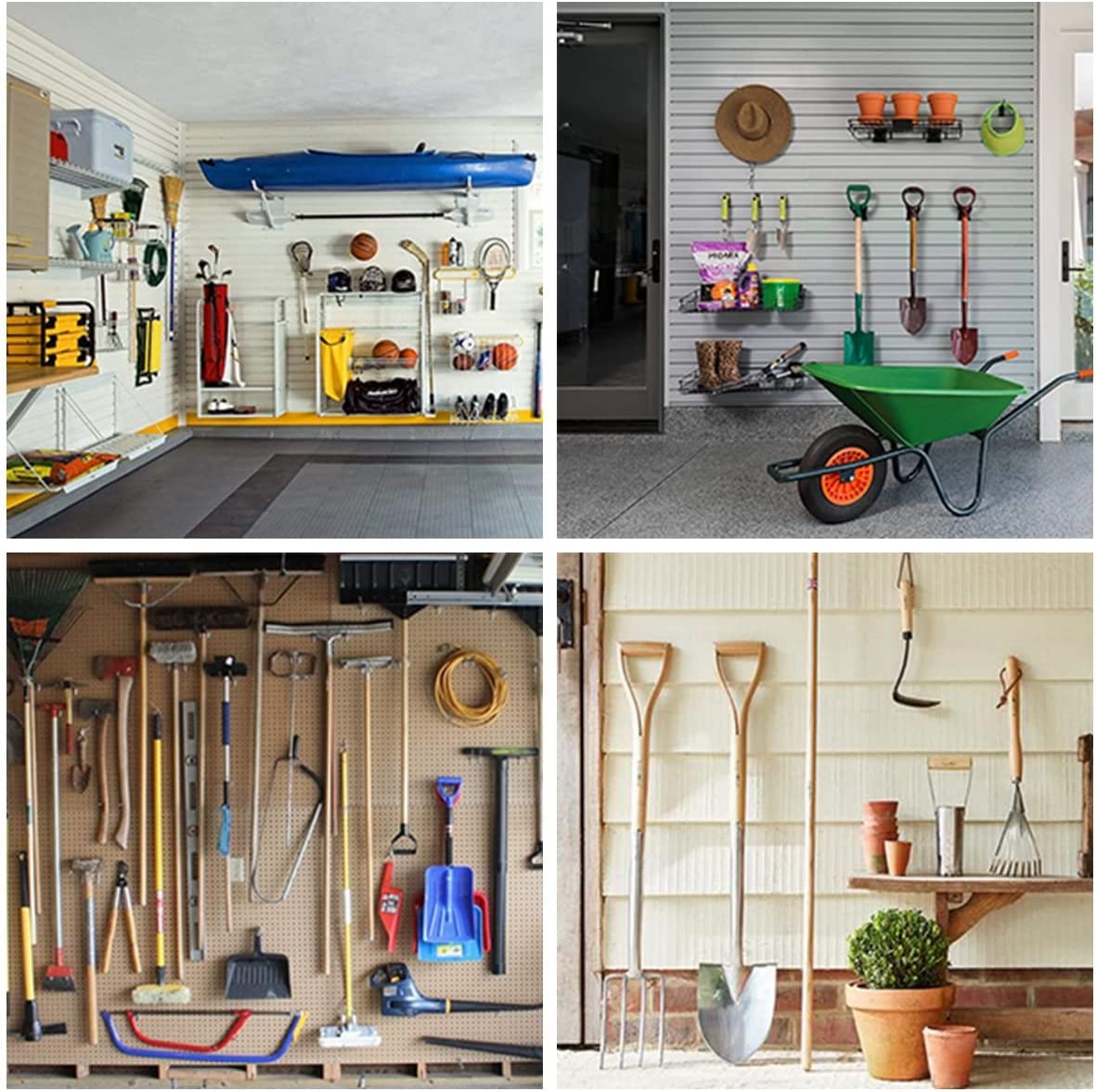 Wall Mount Garden Tool Organizer With Single Tier Heavy Duty Solid Steel Tool Hangers