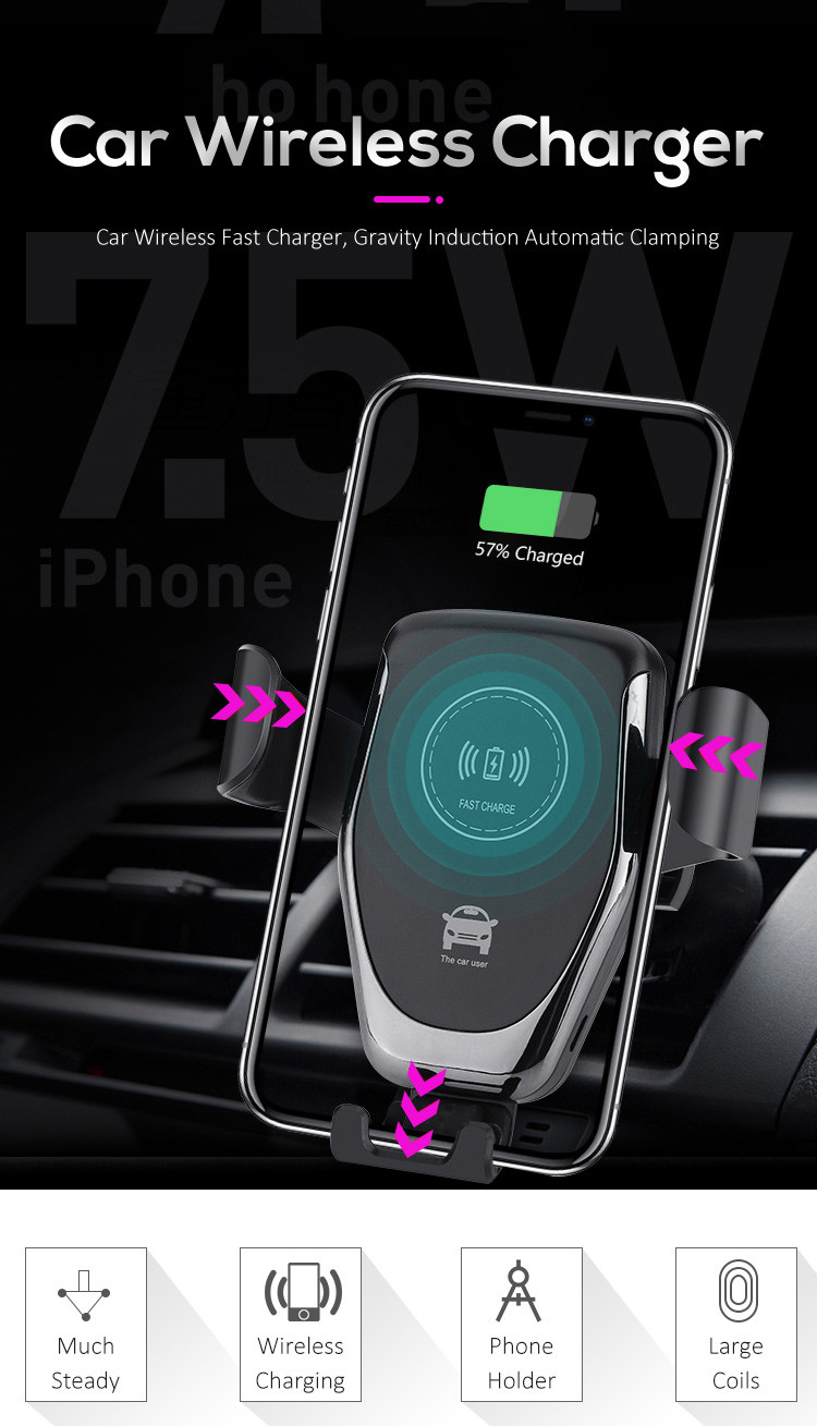 10W Qi Standard Phone Holder Car Wireless Charging