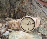 Bamboo Ebony Wooden Wrist Watch With Wood Diamond Dial White
