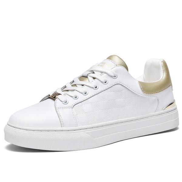 New Genuine Leather Upper Rubber Soles Men'S Shoes White Shoes Height-Increasing
