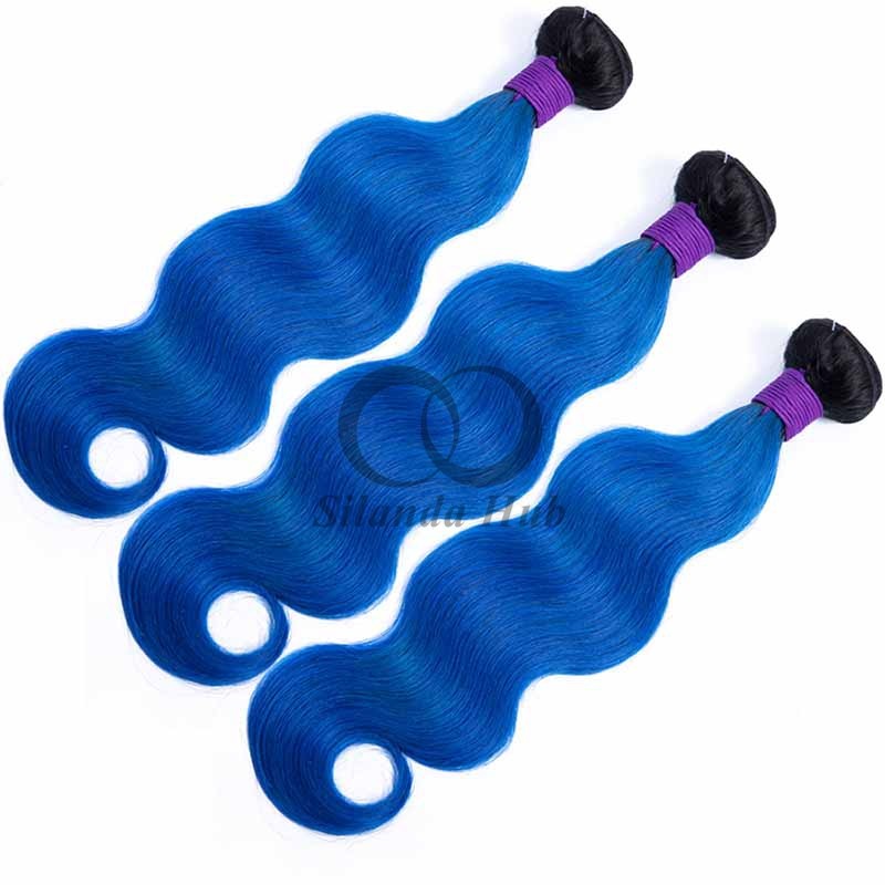 #T1B/Blue Body Wave Remy Human Hair Bundles Sew In Weave Bundles Brazilian Bundle Deals