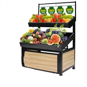 Quality Multi Layer Fruit And Vegetable Display Stand Metal And Wooden Customer Size wholesale