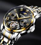 Luxury Mechanical Wrist Watch Tourbillon Automatic Movement Mens Skeleton Moon