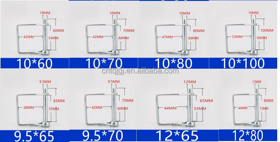 Quick-Release Pins Heavy Duty Wire Lock Pin for Trailers 1/4" Square Tab Snapper Hitch Pin made of A2 Stainless Steel