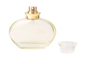 Quality Glass Transparent Perfume Bottle 50ml Yellow Green Round Rose Pattern wholesale
