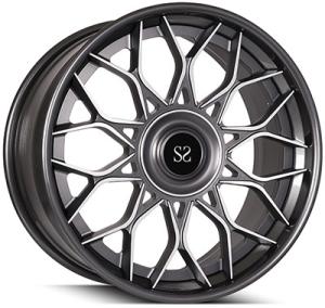 Quality Grey Machined Face 3PC Forged Wheels Custom 22inch Rims For Tesla Model 90mm wholesale