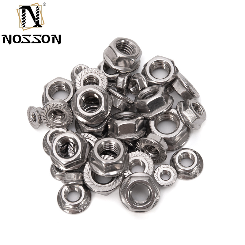 ZINC PLATED 304 Stainless Steel Hexagon Flange Nut M3 M4 M5 M6 M8 M10 M12 M16 M20 Pinking Slip Locking Lock Nuts in and DIN Standard
