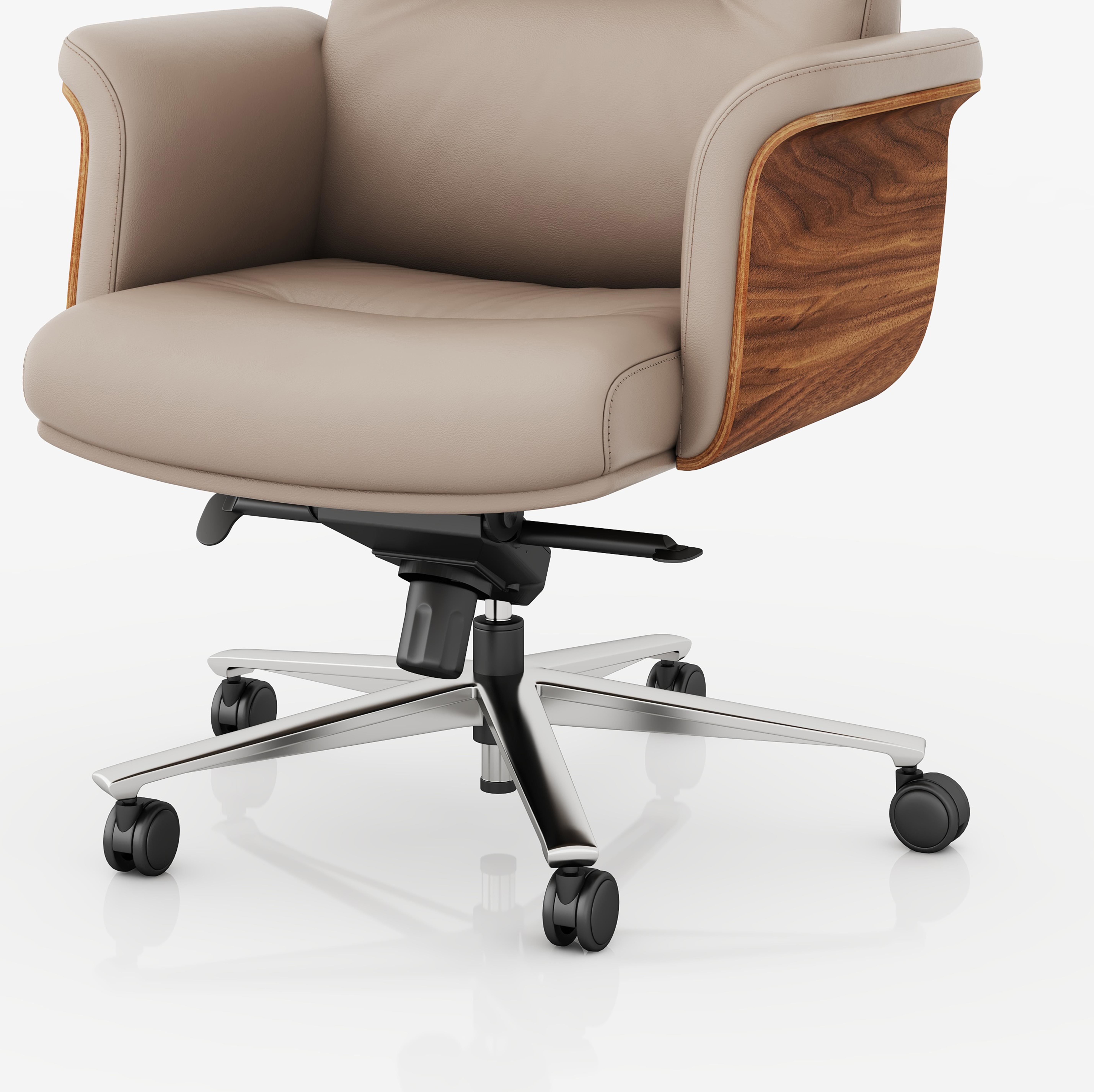 High Back Executive Office Chair Genuine Leather Adjustable Headrest Hot Sale Market Metal Swivel Chair
