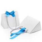 Triangle Shape Cardboard Shopping Bags , Ribbon Corrugated Paper Bags