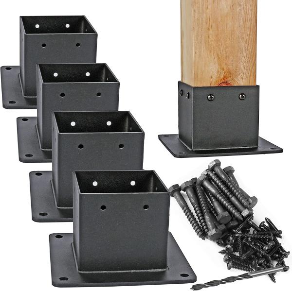Powder Coated Stainless Steel Flange Anchor Base for 4x4 or 6x6 Deck Railing