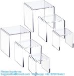Clear Acrylic Display Risers 2 Sets, 3-Tier Risers Stands Showcase For Amiibo