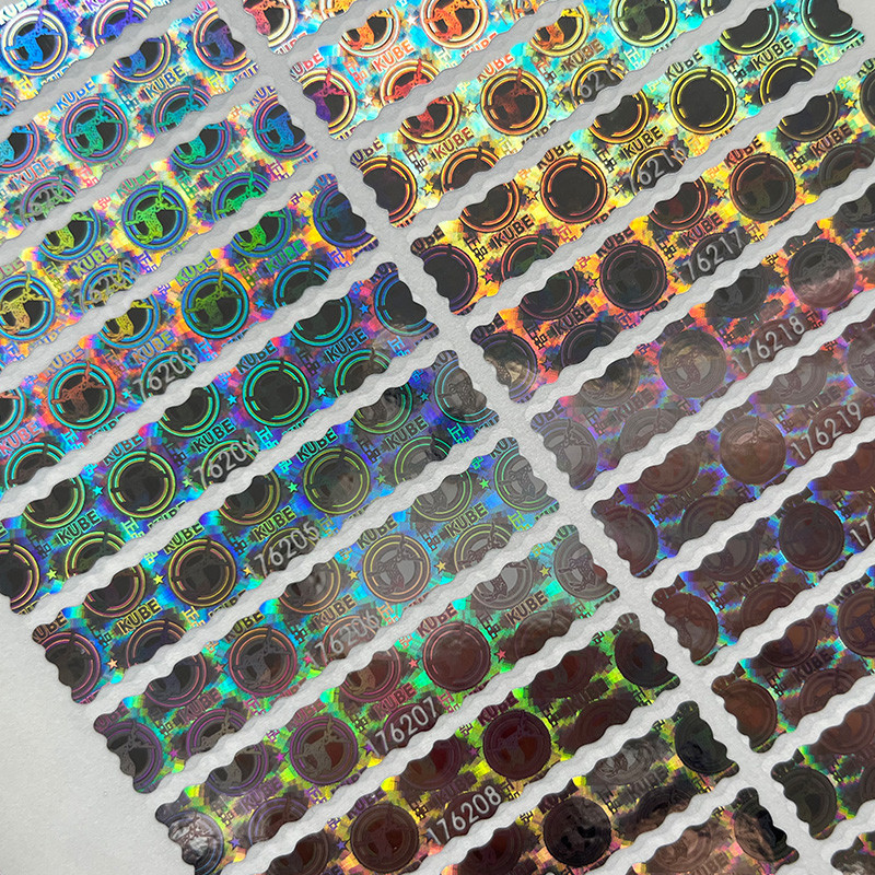 Customized Logo Circle Holographic Label Stickers Round Rainbow Effect Decal