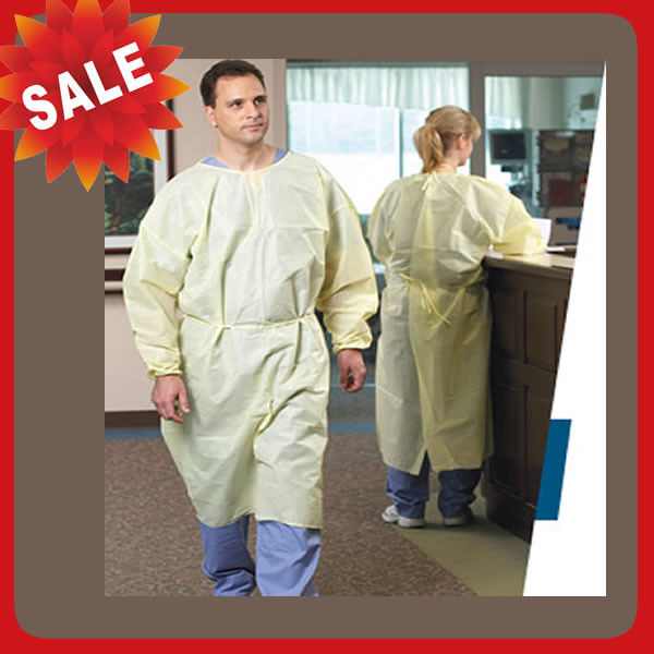 Nonwoven Disposable Dressing Gowns Hospital Scrubs With Elastic Cuff Anti Blood