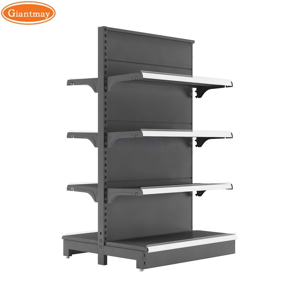 Single Side Retail Display Racks Stores Black Supermarket Shelf Gondola