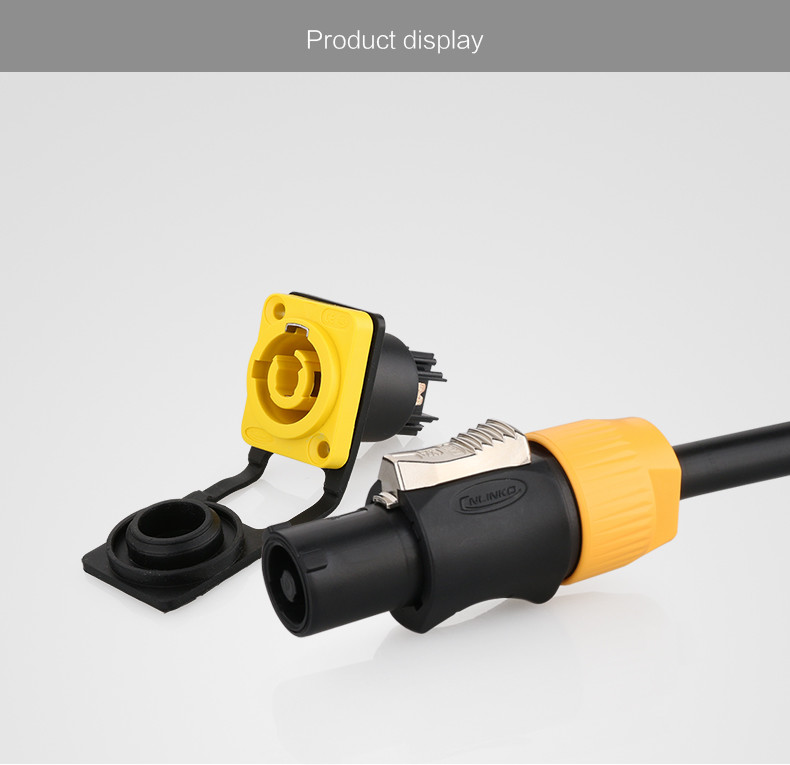 Quick Lock Circular Connectors Speaker Welding Cable, 3 Pin Powercon Clamping Wire Male Plug Female Socket IP65
