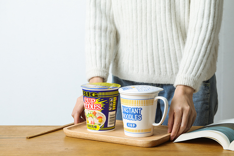 Sustainable Ceramic Instant Noodle Bowl , Porcelain Ceramic Ramen Bowl Set