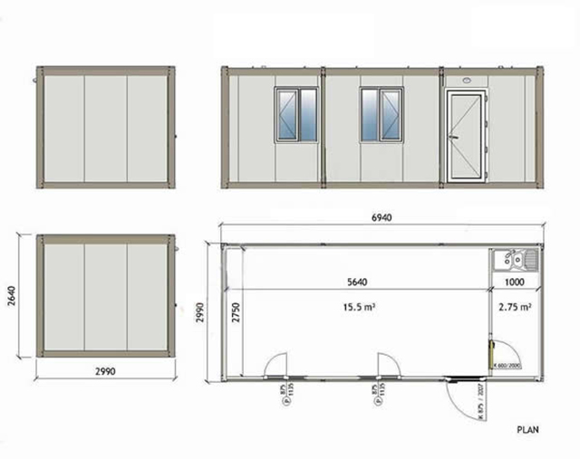 Foldable / Extendable / Detachable Modular Container House Weather Resistant Custom