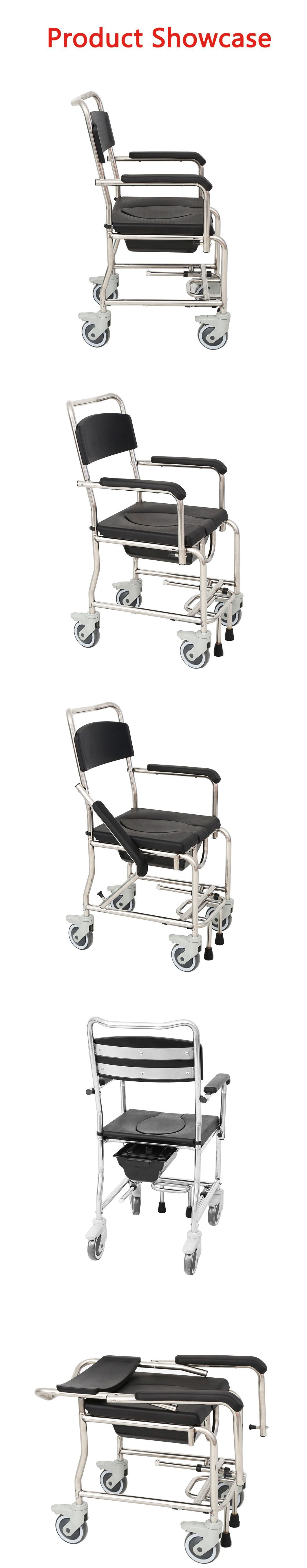 The Latest Waterproof Sturdy Toilet Wheelchair with Wheels, Suitable for The Elderly, Pregnant Women, and Children