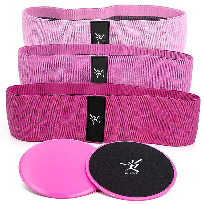 Custom Booty Resistance Workout Hip Bands Set with Training Fitness Core Sliders
