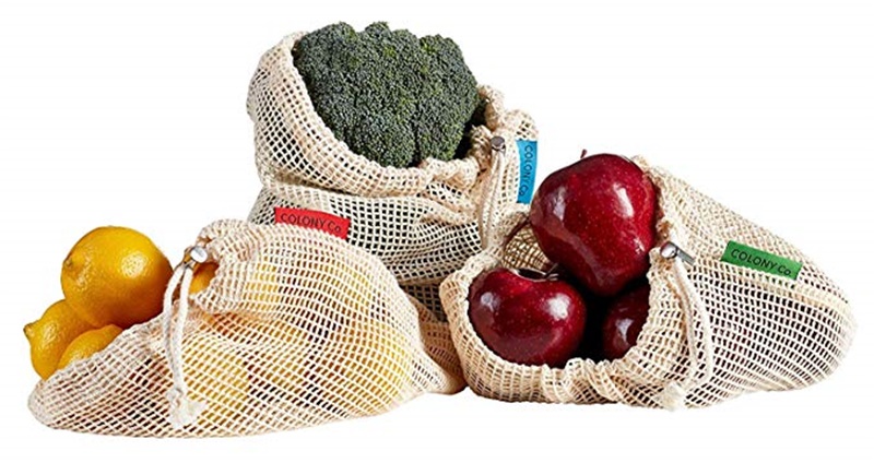 Recycled grocery shopping fruit reusable produce bag organic cotton mesh bag,100% Certified Organic Cotton Reusable Mesh