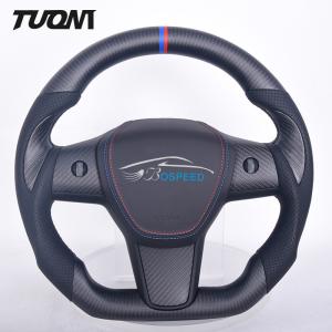 Quality Black Tesla Carbon Fiber Steering Wheel High Heat Resistance Durability wholesale