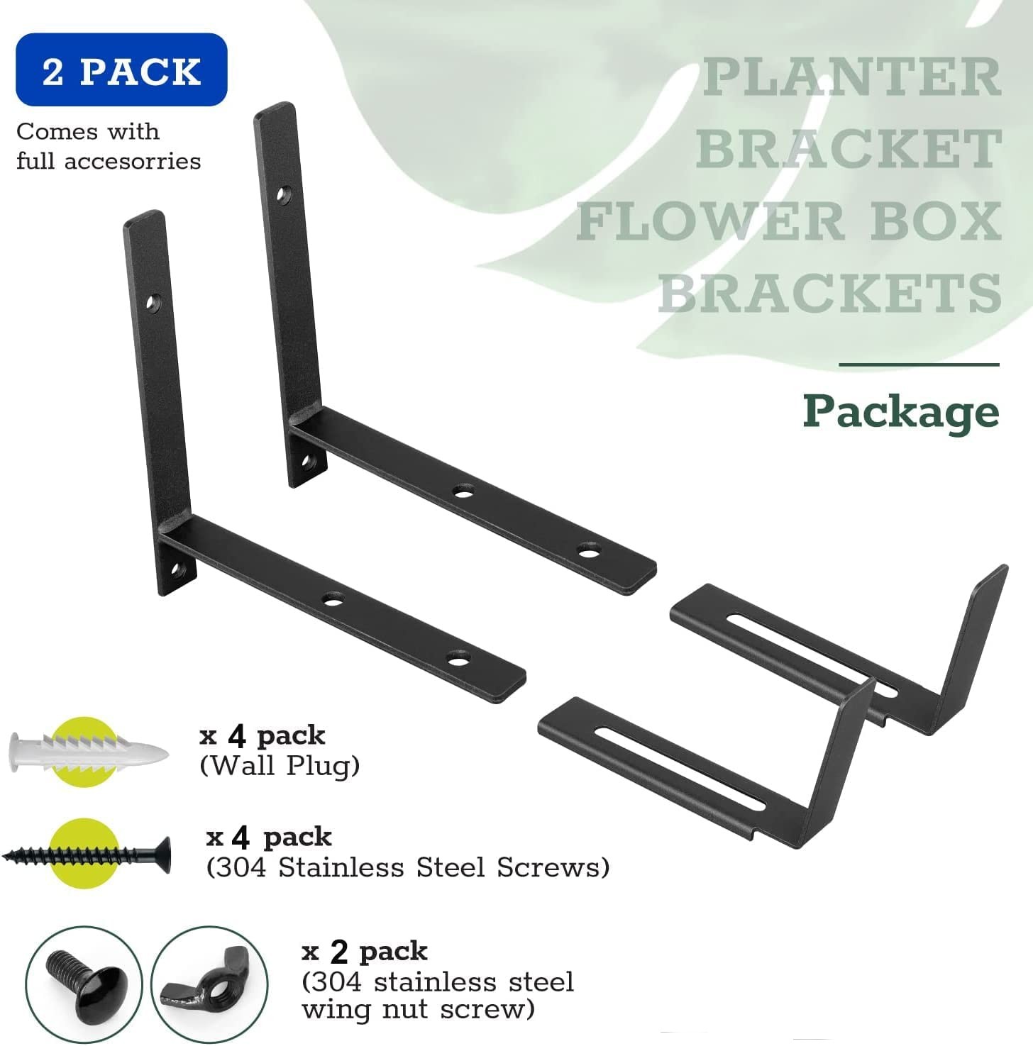 Adjustable Window Flower Box Brackets for Planter Box Nonstandard 6 to 12 Inches