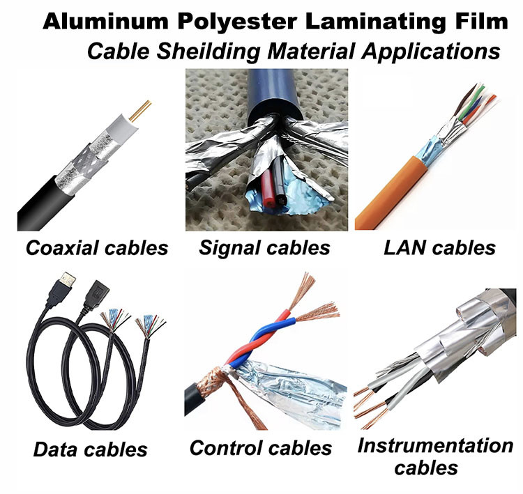 5-50mm Width Single Side Sliver Color AL+PET Laminating Film For Cable Shielding