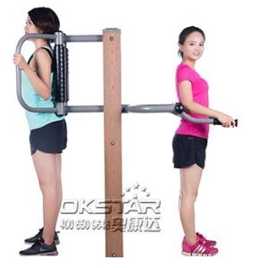 Quality outdoor fitness equipment park wood outdoor back stretching device wholesale