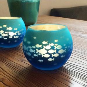 Quality Round electroplating ball shape candle holder with fish decoration for home decor wholesale